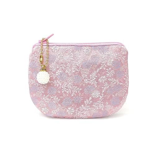 Handmade Rosary Pouch Women Coin Purse Silk Jewelry Bag Brocade Zipper Wallet - LightPink - Image 1