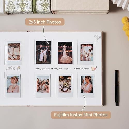Mini Photo Album For 2x3 Pictures, Linen Hardcover Polaroid Photo Album With Writing Space, Polaroid Album Book For Fujifilm Instax Mini Instant Camera (Beige) thumbnail 4