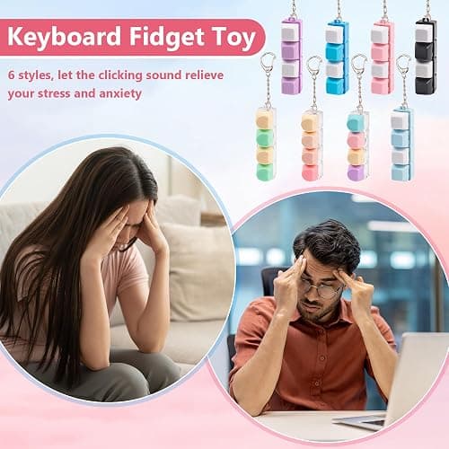 2 Pcs Blue Keyboard Clicker Fidget Toy, Loud Keyboard Fidget Toy for Adult, 4 Keys Anxiety Toy Keyboard Keychain for Stress Relief Pass Time thumbnail 5