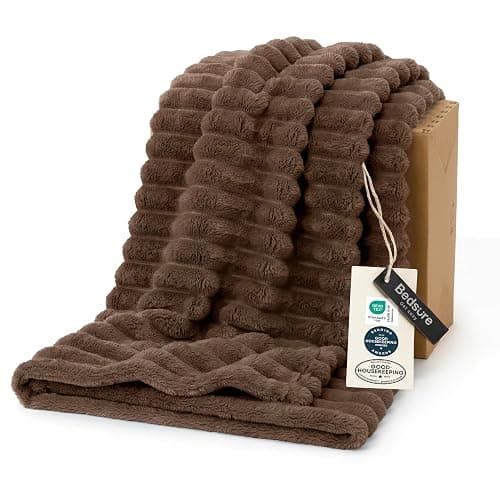 Bedsure GentleSoft Brown Fleece Blanket for Couch - Cozy Soft Blankets for Women, Cute Small Throws for Girls, 50x70 Inches - Image 1