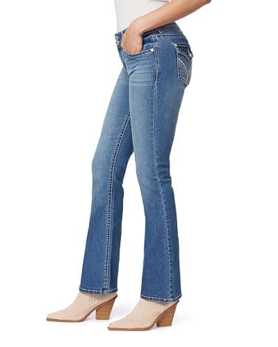 WallFlower Women's Bling Bootcut Jeans, Luscious Curvy Fit, Sizes 0-24 | Embellished Back Pocket, Mid-Rise, Insta Stretch Denim, Trendy, Gap-Free, Figure-Flattering, Juniors, Standard and Plus Size thumbnail 3