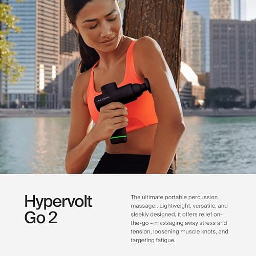 Hyperice Hypervolt Go 2 - Black - Featuring Quiet Glide Technology - Handheld Percussion Massage Gun - 3 Speeds, 2 Interchangeable Heads - Helps Relieve Sore Muscles and Stiffness - FSA-HSA Eligible thumbnail 3