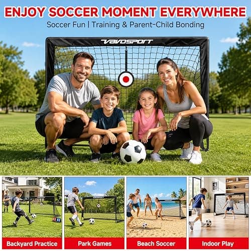 2 Pack 4x3 FT Kids Soccer Goals for Backyard, Portable Pop Up Soccer Goals | Kids Soccer Net with Targets, Carrying Bag & Ground Stakes, Soccer Training Equipment for Ages 3-12 Outdoor Games Gifts thumbnail 6
