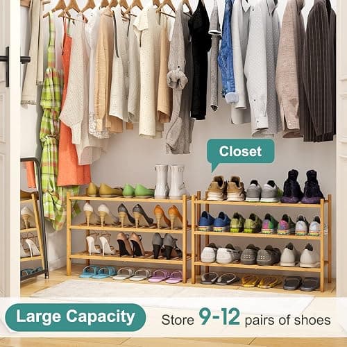 viewcare 3-Tier Free Standing Shoe Racks, Bamboo Wood Shoe Rack for Entryway & Closet, Beautiful | Natural | Functional | Sturdy Shoe Rack thumbnail 4