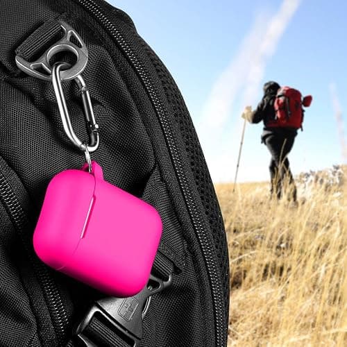 R-fun for AirPod 2nd Generation Case Cover, Soft Silicone Protective Cover with Keychain for Women Men Compatible with AirPod 2nd 1st Generation Charging Case, Front LED Visible-Rose Pink thumbnail 7