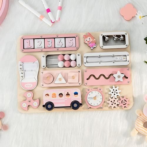 KALOTOYS Large Busy Board Montessori Toys for 1 2 3 Year Old - Sensory Toys for Toddlers 1-3 - Fine Motor Skills & Early Learning - Montessori Gift for Boys & Girls - Travel-Friendly & Safe thumbnail 8