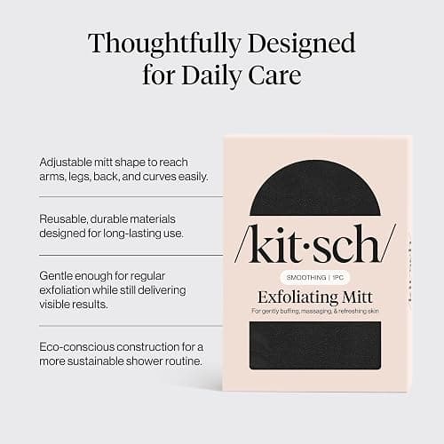 Kitsch Deep Exfoliating Gloves - Black | Korean Exfoliating Mitt and Deep Exfoliating Body Scrubber for Shower Bath, Dead Skin Remover, Skin Care for Smooth Skin thumbnail 3