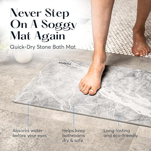 SUTERA - Stone Bath Mat, Diatomaceous Earth Shower Mat, Non-Slip Super Absorbent Quick Drying Bathroom Floor Mat, Natural, Easy to Clean (23.5 x 15 Granite) thumbnail 4