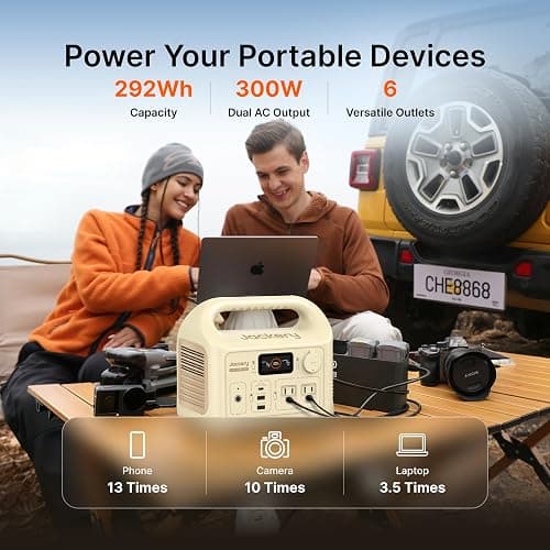 Jackery Portable Power Station Explorer 300 Dune White, 292Wh | Backup LiFePO4 Battery, Solar Generator for Outdoors Camping Travel Hunting Blackout (Solar Panel Optional) thumbnail 3