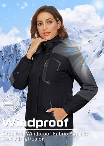TACVASEN Women's Winter Jacket Waterproof Ski Jackets Snow Coat Warm Fleece Rain Jacket with Hood Windbreaker thumbnail 3