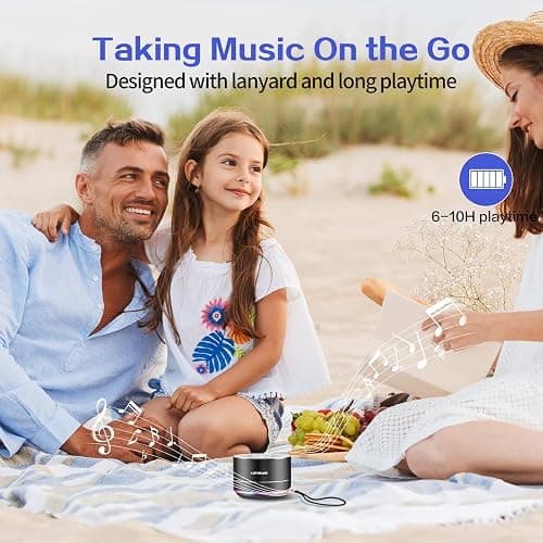 LENRUE Portable Bluetooth Speakers,Wireless Speaker with Clear Sound, Long Playtime, Small Mini Metal Speaker,Christmas Birthday Gifts for Men, Women,Kids(Black) thumbnail 5