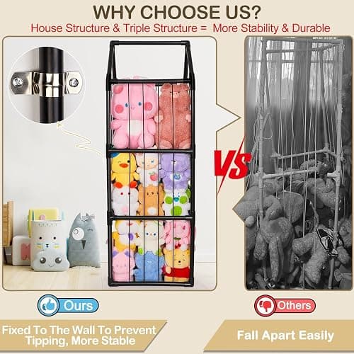 Stuffed Animals Storage Zoo Plushies Toy Storage Organizer Unicorn Castle PVC Stuffed Animals Holder Kids Toy Storage Playroom Nursery Storage Shelf | Zoo, Plushies, Shelf thumbnail 4