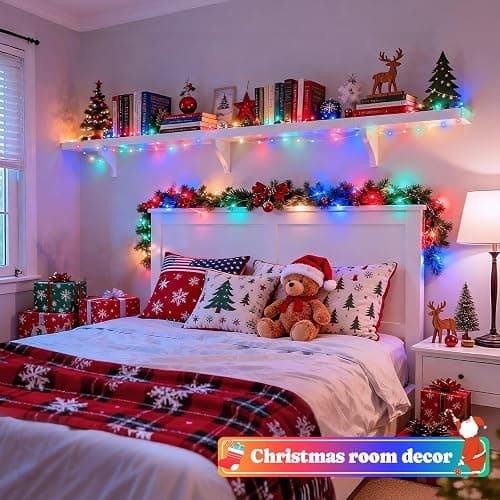 JMEXSUSS 2 Pack Multicolor Fairy Lights Battery Operated, Total 200 LED 66ft Indoor Christmas Twinkle Lights with Remote, 8 Modes Multicolor String Lights for Bedroom Wedding Birthday Party thumbnail 2