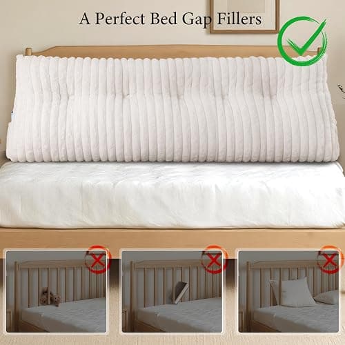 Dorivalley Headboard Pillow Queen, Triangular Wedge Pillow Headboard Queen, Cushion Headboards Reading Pillows, Backrest Pillows for Sitting in Bed or Working with Removable Cover, Beige thumbnail 6