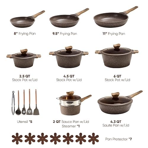 CAROTE 26PCS Pots and Pans Set Non Stick, Cookware Set Pots and Pans Induction Cook Ware, Nonstick Kitchen Cooking, PFOA Free thumbnail 2