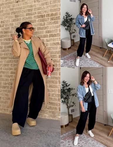 Xiaoxuemeng Womens Baggy Wide Leg Pants Casual Elastic Waisted Palazzo Harem Pants with Pockets thumbnail 2