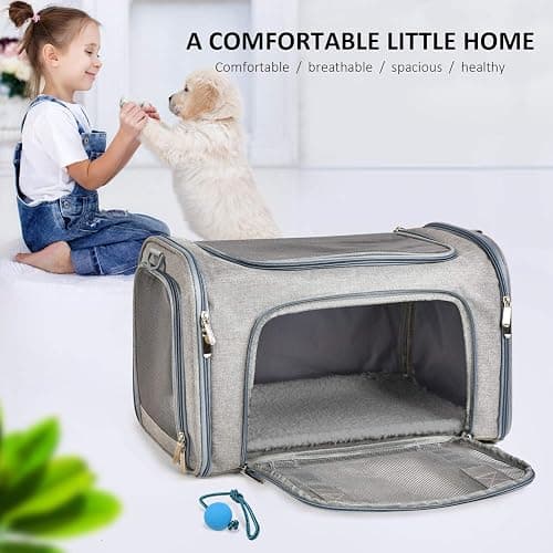 Henkelion Cat Carriers Dog Carrier Pet Carrier For Small / Medium Cats Dogs Puppies (Up To 15lbs), TSA Airline Approved Small Dog Carrier Soft Sided, Collapsible Waterproof Travel Puppy Carrier - Grey thumbnail 8