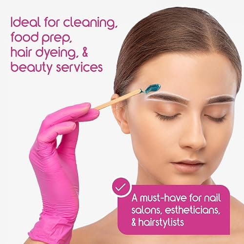 Inspire Pink Gloves Disposable Latex Free | Nitrile Pink Glove Hair and Nail Salon, Esthetician Nitrile Disposable Gloves thumbnail 5