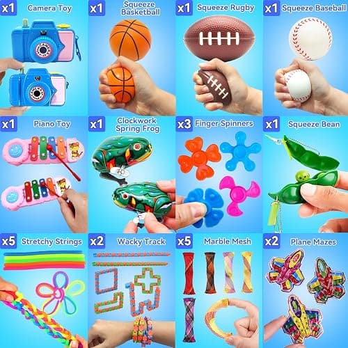 125 Pack Fidget Toys Assortment for Kids 4-8-12,Stress&Anxiety Relief Toys for Party Favors,Treasure Box Fillers,Classroom Prizes Rewards,Carnival,Pinata Stuffers thumbnail 4