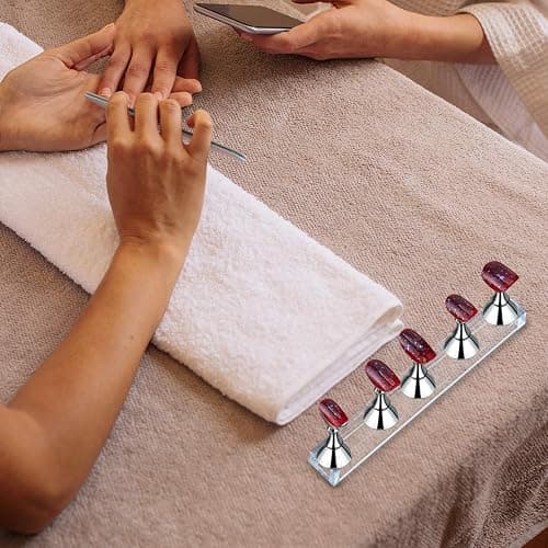 Blulu 2 Sets Nail Stand for Press on Acrylic Nails Display Practice Magnetic Fake Nail Holder for Painting Nails for False Fingernail Manicure Tool Home DIY Salon Supplies(Silver) thumbnail 6