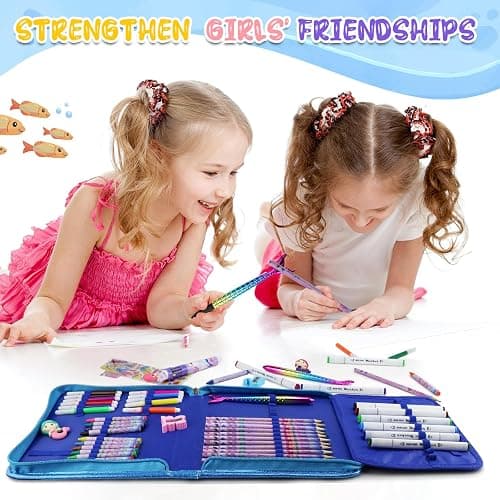 JAMIEWIN Markers Set with Glitter Mermaid Pencil Case, 59 Pcs Art and Craft Supplies Kit for Kids, Mermaid Gifts for Girls 4-9 Year Old for Christmas Birthday thumbnail 6