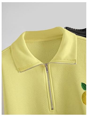 Verdusa Women's Fruit Print Collared Oversized Sweaters Half Zip Pullover Fall Knit Tops thumbnail 3