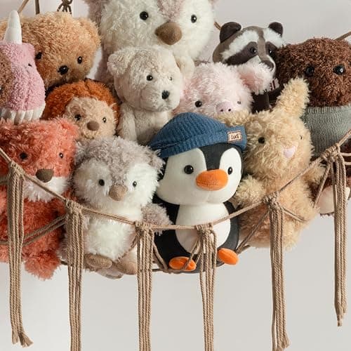 Stuffed Animal Storage Hammock or Net Corner - Large Toy Hammock Net for Stuffed Animals Room Decor - Cute Stuff Animal Organizer Plush Holder - Kids Baby Nursery Essentials Wall Bedroom Home Decor thumbnail 5