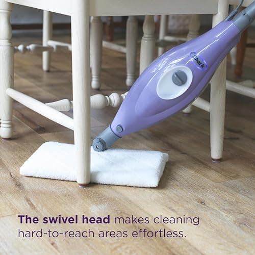 Shark Steam Pocket Mop with 2 Washable Double-sided Pads, Purple, S3501 | Lightweight, 2 Machine Washable Double-Sided Microfiber Pads, Swivel Steering, Steam Sanitization on Sealed Hard Floors thumbnail 7