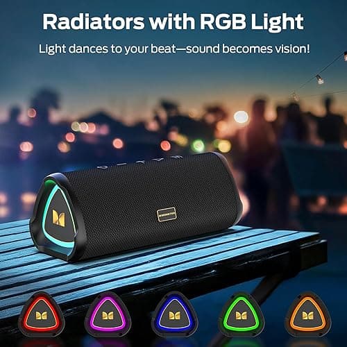 Monster Prism Bluetooth Speaker, Portable Wireless Speakers with 20W Stereo Sound, 24H Playtime, IPX6 Waterproof, TWS Pairing, Bluetooth 6.0, AUX & TF-Card Input, for Home/Outdoors/Beach/Travel thumbnail 5