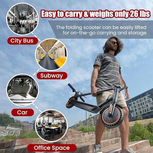Electric Scooter for Adults, 8.5" Solid Tires, 350/500W Motor, 16/19MPH Max Speed & 12/21 Miles Range, Portable Foldable E-Scooter with Smart APP, Cruise Control, Dual-Brake System（Two Models） thumbnail 5
