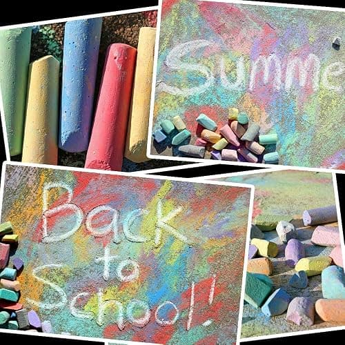 180 Pack Washable Sidewalk Chalk for Kid, 20 Colors Non-Toxic Jumbo Chalk Paint Bulk for Summer Outdoor Activity, Playground, School Classroom Chalkboard, Chalk Party Favors Set for Toddler Kids Adult thumbnail 7