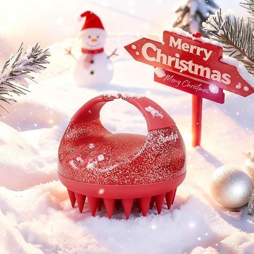 Sndyi Scalp Massager Shampoo Brush, Scalp Scrubber with Soft Silicone Bristles, Scalp Exfoliator for Dandruff Removal, Scalp Massager for Hair Growth, Wet Dry Hair Brush, Red-Limited Edition thumbnail 2
