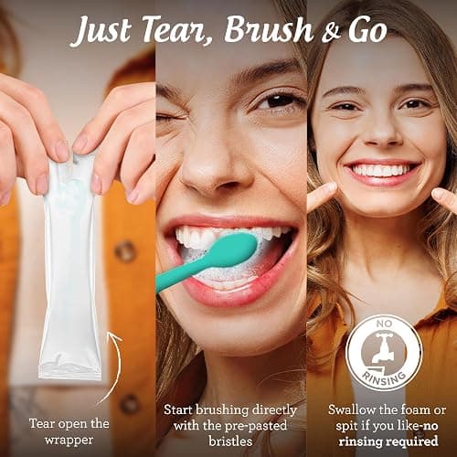 GuruNanda Ready-to-Go Disposable Mini Travel Toothbrushes - Butter on Gums Softex Bristles, Pre-Pasted Toothbrush & Toothpick - Fluoride-Free, No Rinsing Needed, 70 Ct thumbnail 4
