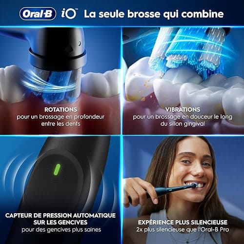 Oral-B Brosse A Dents Electrique iO 2 Noire, 3 Modes De Nettoyage, Brossage Souple Et Silencieux, Capteur De Pression, Brossette Oral B De Rechange, Chargeur, Etui De Voyage thumbnail 4