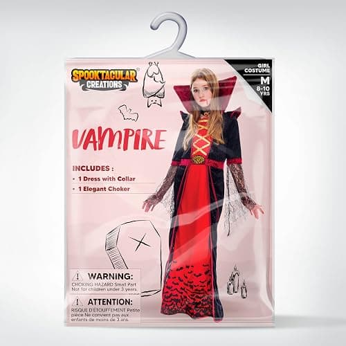 Spooktacular Creations Royal Vampire Costume for Girls, Deluxe Set Halloween Gothic Victorian Vampiress Queen Costume thumbnail 7