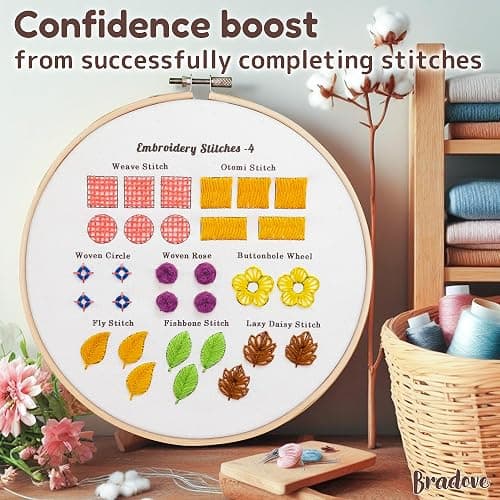Bradove Classic Embroidery Stitches Practice Kit, Embroidery Kit for Beginners, Beginner Embroidery Kit for Adults, Hand Embroidery Kit for Kids, Stitches Kit thumbnail 8