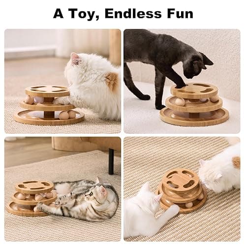 ZOMISIA Cat Ball Track Toy with Puzzle Top, Wooden Cat Toys for Indoor Cats with Spinning Balls, Interactive Large Cat Ball Tower for Kitten Kitty Exercise Mental Physical thumbnail 7