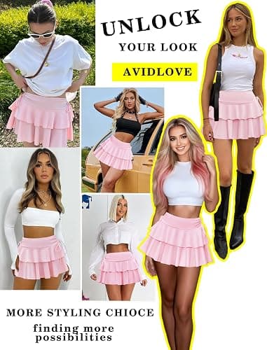Avidlove Mini Skirts for Women Casual Micro Y2K Pleated Skirt Layered Ruffle Short Skirts Cheer Skirt Cosplay Outfits S-XXL thumbnail 3
