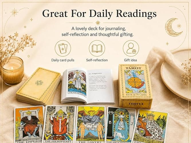 Qualis 78 PCS Original Tarot Cards And Book For Beginners Set | Deck with 100 Page Guide Book | Tarot Card Set By Pamela Colman - Smith-Waite Rider Deck For Beginners thumbnail 7