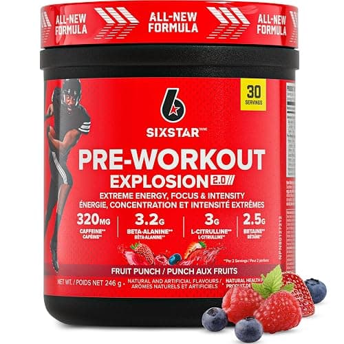 Six Star Pre-Workout Explosion, Fruit Punch (30 Servings) - Preworkout Energy Powder Supplement for Men & Women - Workout Drink Mix with L-Tyrosine & Beta Alanine - Sports Nutrition Products - Image 1