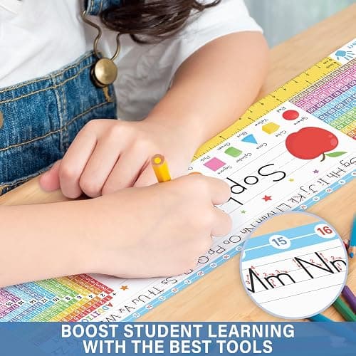 King Print Desk Name Tags for Classroom, 30 Pack Colorful 14x4 | Double-Sided Laminated 250gsm, Student Plates Learning Handwriting for Kindergarten 1st 2nd 3rd Grade Classroom Decor thumbnail 3
