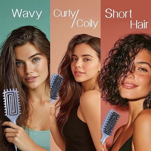 Curly Hair Brush,Curl Defining Brush for Effortlessly Defined Curls & Waves,Vented Hair Brush for Wet & Dry Hair,Women and Men,Reduces Frizz (Haze Blue) thumbnail 3