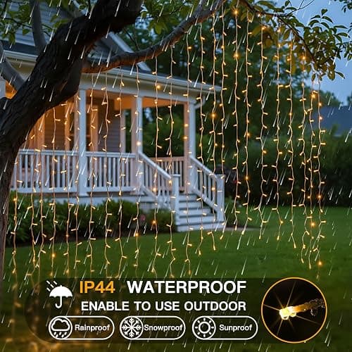 suddus Curtain Lights for Bedroom, 200 Led Hanging String Light Outdoor, Fairy Curtain Lights Indoor for Christmas, Dorm, Wall, Backdrop, Window, Wedding, Party, Birthday Decor, Warm White thumbnail 7