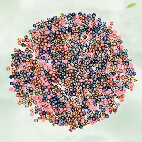 EuTengHao 8/0 Glass Seed Beads Kit, 3mm Metal Color Waist Beads, 24Colors Small Pony Beads with String for Bracelet Necklace Earring Jewelry Making (14405PCS, 600 Per Color) thumbnail 2
