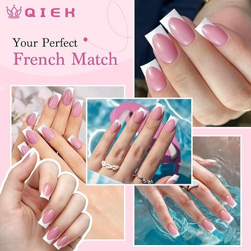 Qiek French Tips Press On Nails - 150Pcs Deep Pink Short Square Soft Gel Nail Tips Pre-Designed, 15 Sizes Fake Nails for Nail Art DIY, False Nails Salon Quality Manicure at Home Gifts For Women thumbnail 7