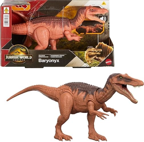 Mattel Jurassic World Rebirth Wild Roar Baryonyx Dinosaur Toy with Tail-Controlled Chomp Multi-Direction Attack & Sound, Posable & Digital Play - Image 1