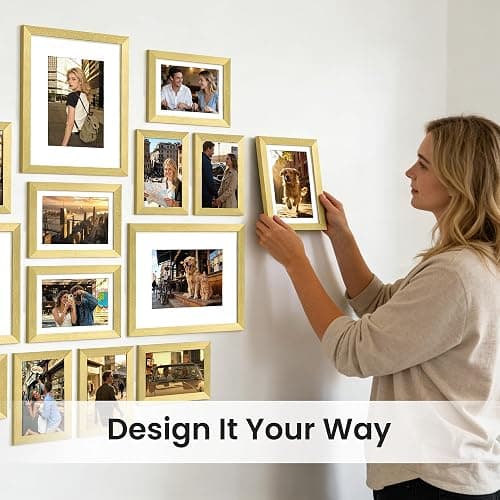 upsimples Picture Frames set of 19, Including 8x10, 5x7, 4x6 Gold Frame | Multi Picture Frames Collage Wall Decor, Gallery Wall Frame Set, Gift For Christmas, Mothers' day, Wedding, Dorm, Living Room thumbnail 7