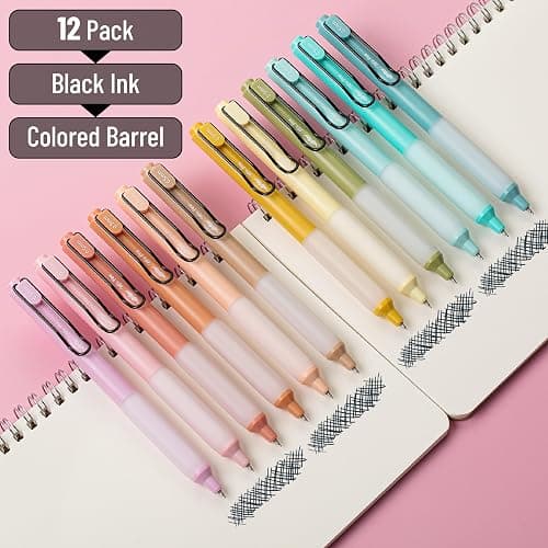 Mr. Pen- Retractable Pens, 12 Pack, Black Ink, Pastel Barrels, Fast Dry, Fine Point 0.5mm, Cute Pens for Journaling thumbnail 3