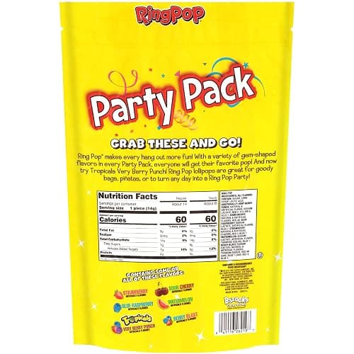 Ring Pop Candy, Christmas Lollipops, 20 Ct Party Favors in Assorted Fruity Flavors - Full Size, Bulk Variety Pack, Individually Wrapped Hard Candy For Stocking Stuffers, Holiday Gifts thumbnail 2