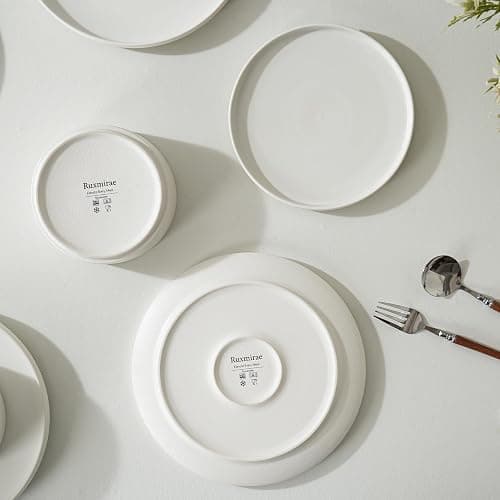 Ruxmirae 6 Piece Dinnerware Set, Modern Minimalist Stoneware Plates and Bowls Sets, Modern Dinner Plate, Salad Plate, Cereal Bowl, Dish Set for 2, Microwave and Dishwasher Safe, Matte White thumbnail 6